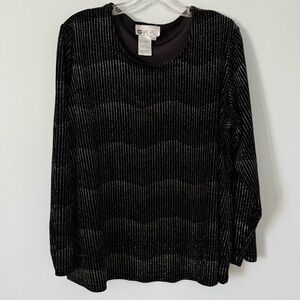 Chagall Black Velvety Sparkle Top 2X Holiday